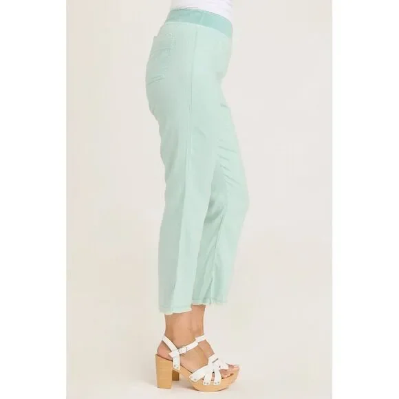 Wearables XCVI Sara Ankle Pants Pull On‎ Crop Raw Hem Elastic Waist M Mint Green - Picture 15 of 16